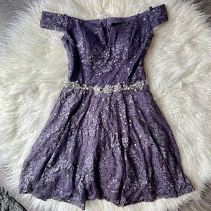 City Studio Purple Sequin Homecoming/Prom Dress